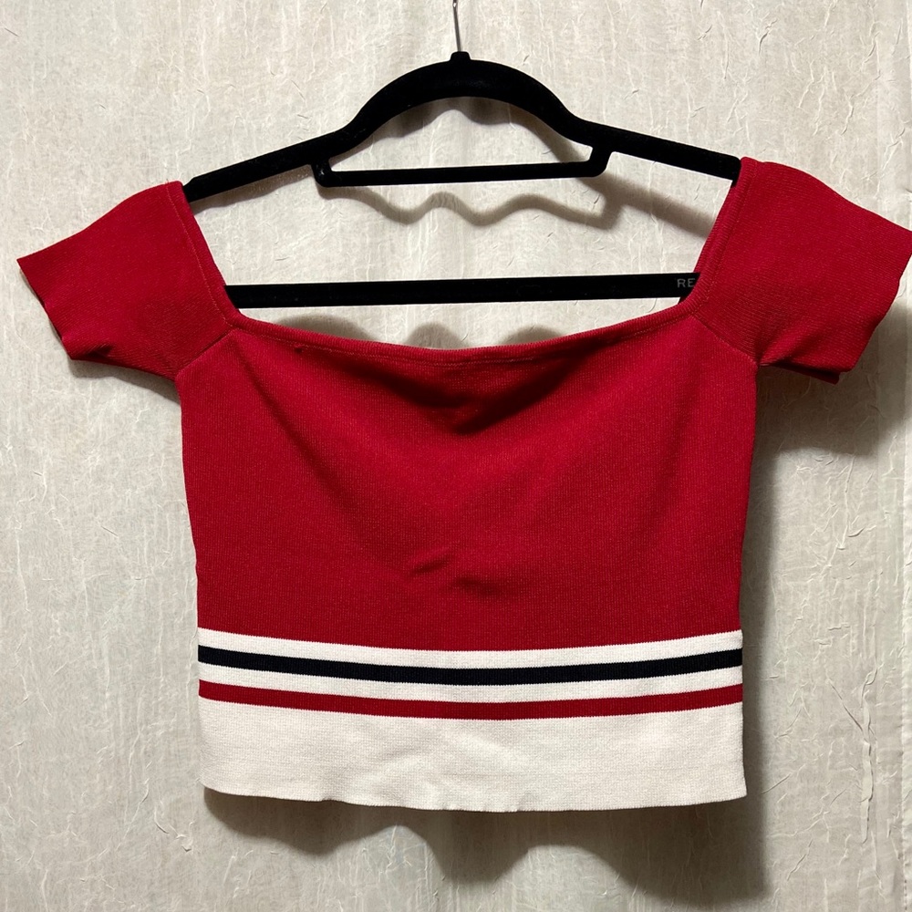 Red Striped Crop Top